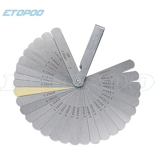 32 Blades Feeler Gauge Metric Gap Filler 0.04-0.88mm Thickness Gage For Measurment Tool