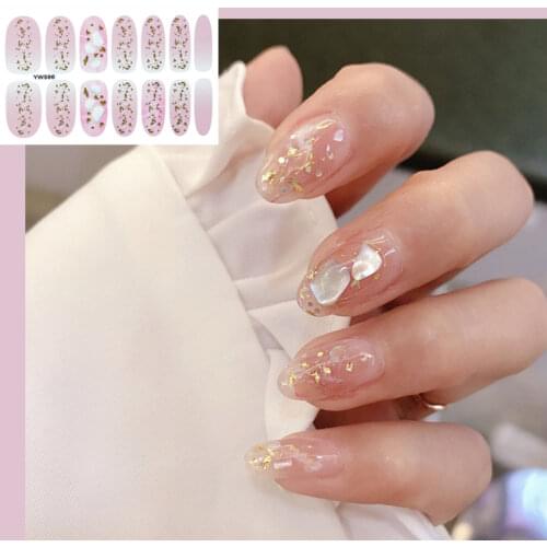 14tips New Hot Selling Full Cover Nail Wraps Nail Sticker Manicure Laser Designs Nail Wraps Ongles Nail Decorations