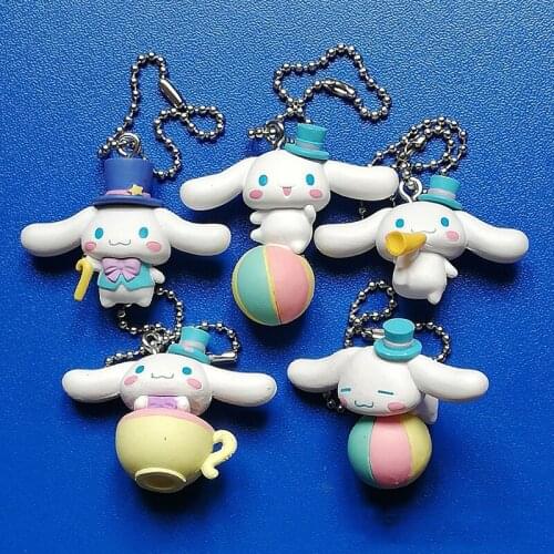 5Pcs/Set Anime Cute Kawaii Action Figures Melody Kuromi Cinnamoroll Action Figure Model Toys Keychains Keyring for Girls Kids