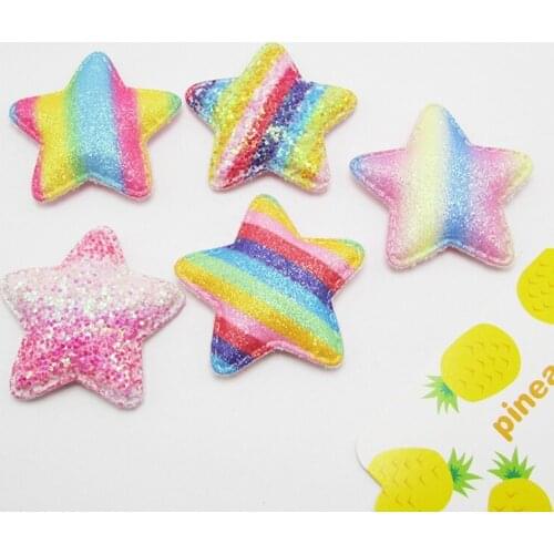 50pcs Rainbow Gold Powder Children Star Ornaments DIY Children Hair Accessories Hairpin for Clothing Gloves Bags Shoes