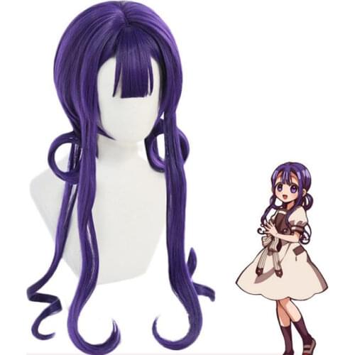 Anime Kwai Akane Aoi Purple Long Wig Cosplay Costume Jibaku Shounen Toilet-bound Hanako-kun Synthetic Hair Women Wigs