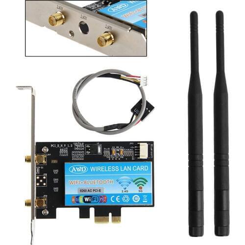 Wireless AC 8265 867Mbps 802.11AC Dual Band MU-MIMO Desktop PCI-E WiFi Adapter PCI Express Card for Intel 8265ac Bluetooth 4.2