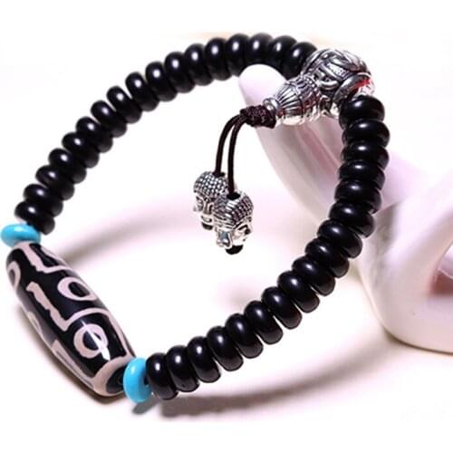 THREE COBBLER Black Personalized Casual High Taste Coconut Shell Beads Mens Hand Jewelry Bracelet