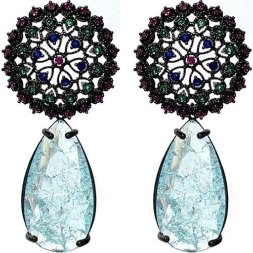 EYER Wholesale Fashion Micro Pave Cubic Zirconia Drop Earrings Temperament Shining Pendant Accessories For Women Party Jewelry