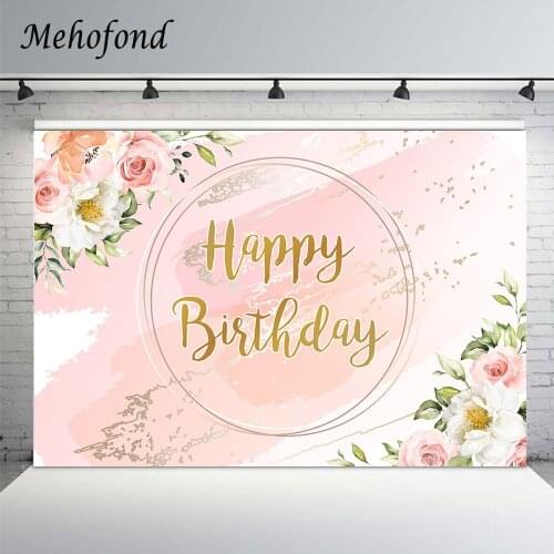 Mehofond Happy Birthday Party Backdrop Pink Flower Gradient Abstract Texture Circle Background Girl Women Photography Photophone