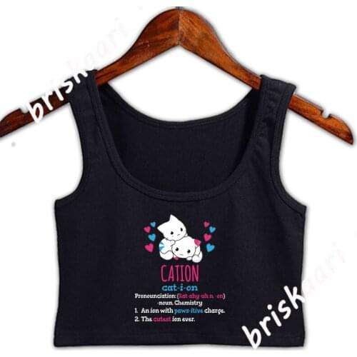 Chemistry Pawsitive Cute Science Cat Cation Crop Top Tops Comical Size S-3xl Design Cute Spring Autumn Standard Girls Vest