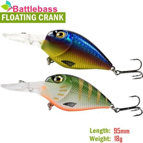 BATTLEBASS Hard Crankbait Floating Wobblers 95MM 18G 3D Bionic Eyes For Catfish Pike Bass In River Sea Pond Fishing Lures