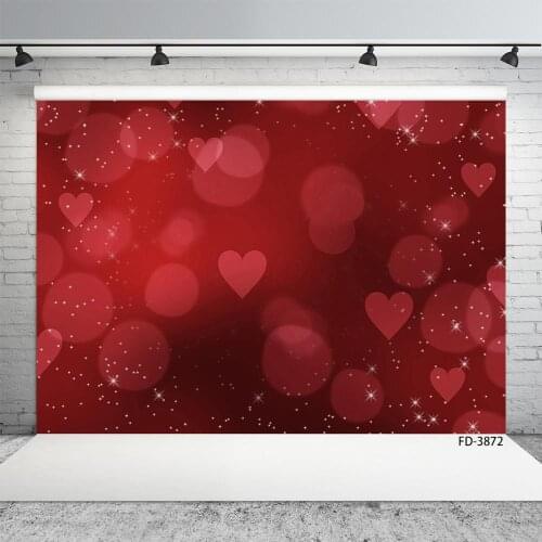 Red Heart Flare Bokeh Photography Backdrop Vinyl Cloth Backgrounds Photo Studio for Wedding Lovers Valentines Day Photoshoot