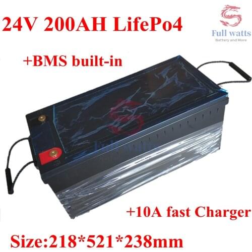 24V 200AH LifePo4 Lithium Iron Phosphate LFP Battery Pack Long Time Deep Cycles with BMS for Solar Energy System RV EV inverter