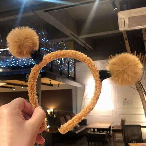 Cute Plush Ball Headband Soft Makeup Hair Accessories For Fashion Girls Birthday Party Styling Tools Carnival Headwear