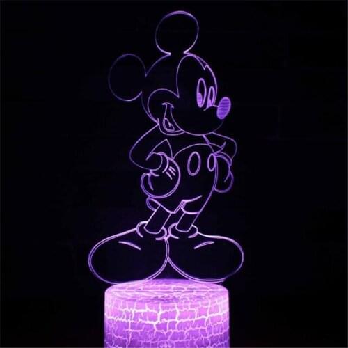 Cartoon Disney Mickey Mouse 3D Night Light Cute Led Set for Kids Decor Bedroom Visual Cute Lampara Novelty Touch Sensor Lighting