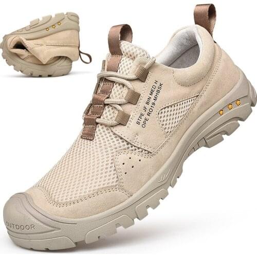 Outdoor New Mens Shoes Mesh + Suede Men Sneakers Breathable Casual Leather Shoe Men Walking Hot Sale Soft Driving Shoes Fashion