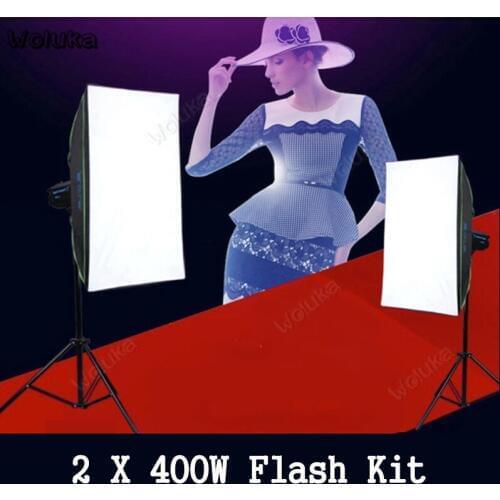 Two Flash Lights Set 400W GN60 Softbox Light Stand photo studio Lighting Kit portrait product photography shooting CD50 T10