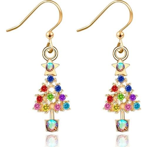 New Christmas Cartoon Santa Claus Drop Earrings Cute Lacquer Metal Women Snowman Bell Wreath Delicate New Year Party Gifts