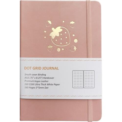 2021 New Design PU Leather Cover Thick Paper Kawaii Notebook Agenda With Elastic Strap