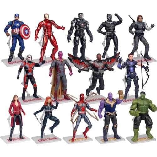 Genuine Avengers Action Figure Spider Man Hulk Captain America Thanos Black Widow Toys Doll Children Christmas Gifts