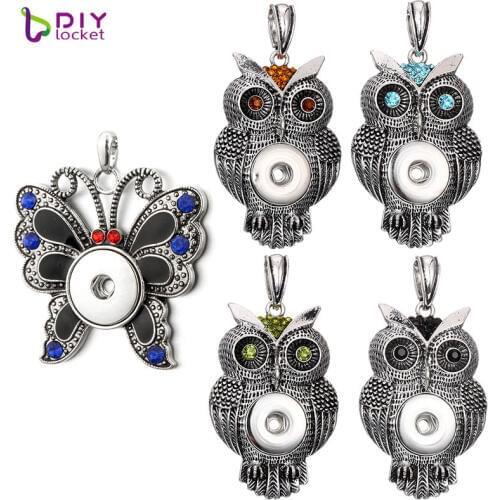 Animal of owl snap jewelry Necklace fit 18 MM Snap Charms LSNP121/122