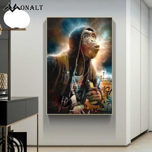 Pirate Monkey Dollar Locomotive Party Panda Dog Abstract Art Animal Posters Street Pop Retro Canvas Painting Boy Room Decoration