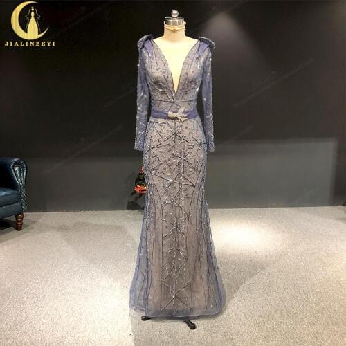Rhine real Pictures one shoulder sexy Beads Crystal Mermaid With chiffon dresses arabic evening dresses long