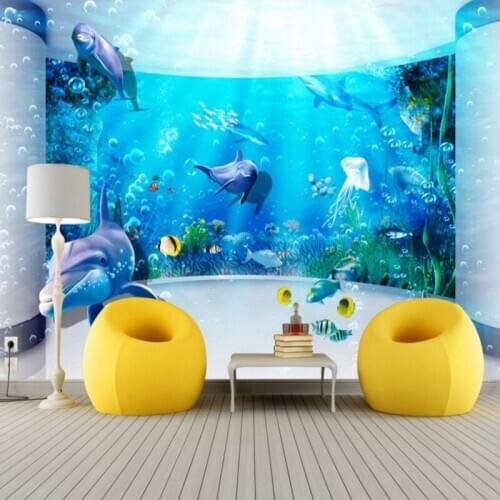 Drop Shipping Custom 3d Wallpaper 3D Dream Undersea World Background Wall Children Room Decoration Wallpaper High Quality Mural