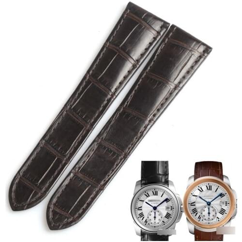 WENTULA watchbands for CALIBRED CARTIER WSCA0003 alligator skin /crocodile grain Leather leather strap