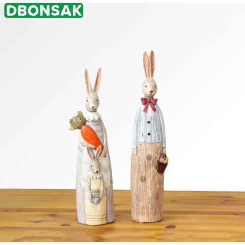 Resin Couple Rabbit Ornaments Cartoon Rabbit Desktop Sculpture Animal Decoration Garden Household Christmas Birthday Gifts