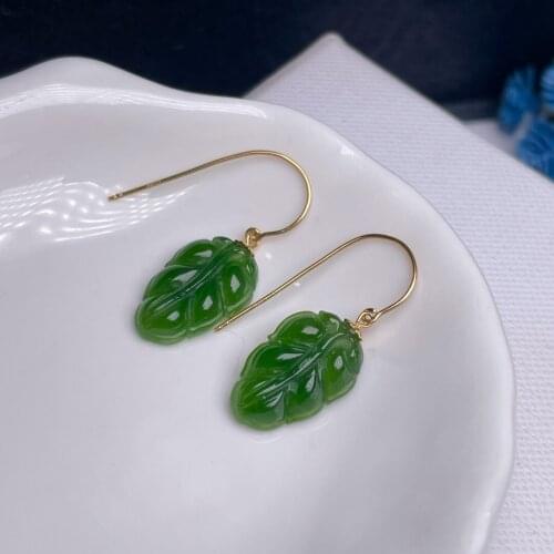 SHILOVEM 18k yellow gold Natural Jasper drop earring classic fine Jewelry women wedding women gift new 10*15mm myme1015668by