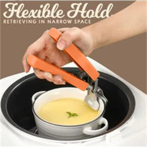 Folding Stainless Steel Hot Bowl Spoon Utensil Holder Dish Clamp Pot Pan Gripper Silicone Handle kitchen accessories Organizer