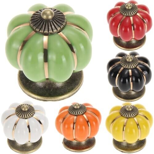 Vintage Furniture Handle Door Knobs Furniture Drawer Cupboard Kitchen Pull Handle Pumpkin Ceramic Cabinet Handles Hardware