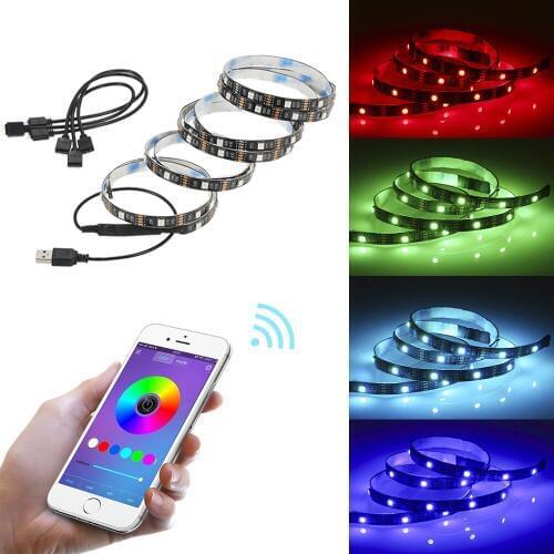 RGB LED Strip Light USB Cable 5V Neon Light Smart Phone Bluetooth APP Adjustable Brightness Led Rope Light For TV Back Light
