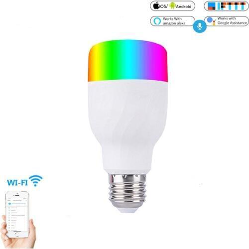 WiFi Smart Light Bulb Intelligent Colorful LED Lamp 7W RGBW APP Remote Control Works with Alexa Google for Smart Home E27