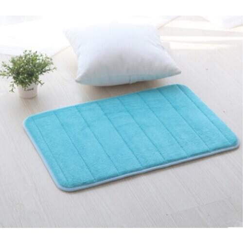 Sky Blue Memory Foam Carpet Absorbent Anti-skid Bathroom Mat Coral Velvet Mat Door Mat Carpet