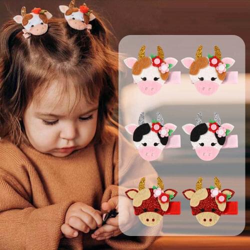 2021 Taurus New Year Hairpin Christmas Spring Festival Cow Childrens Hairpin Cartoon Animal Liu Haibin Hair Accessories
