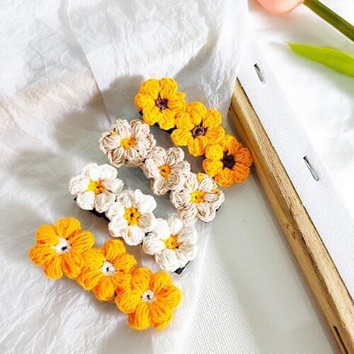 Korean 2019 Autumn Winter New Woolen Yarn Handmade Flower Hairpins Hair Clips For Women Fashion Hair Accessories Barrettes