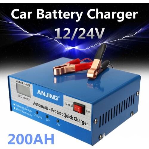 EU-Plug 12V 24V Lead Acid Battery Charger Automatic Intelligent Pulse Repair for Car Motorcycle