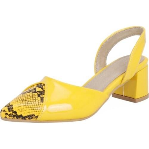 Women Sandals 2021 Brand Elegant Pointed Toe Thick High Heels Ladies Summer Heeled Party Wedding Shoes Plus Size 30-50 T358