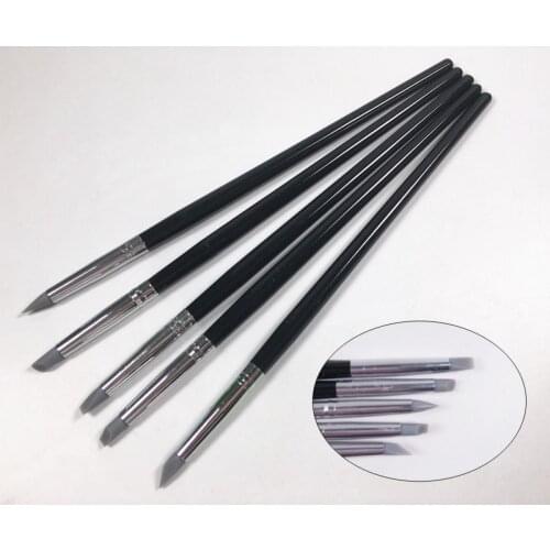5Pcs Dental Grey Adhesive Composite Resin Cement Porcelain Teeth Silicone Brush Pen