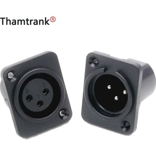 10pcs Male Plug XLR Connecter Adapter for Audio&Video 3pin Female Socke Panel Mounted Chassis Square Shape MIC Microphon