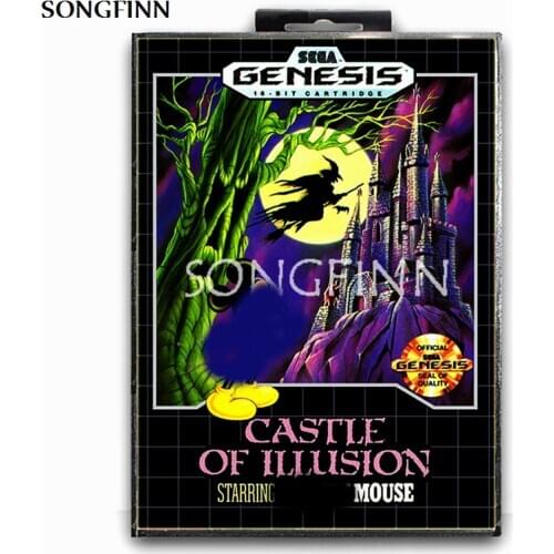 16 bit MD Memory Card With Box for Sega Mega Drive for Genesis Megadrive - Castle Of Illusion starring Mouse