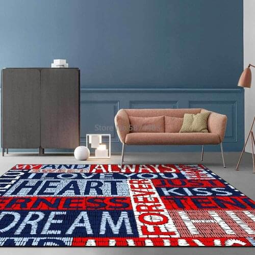 200*300cm American Fashion Sports Red Blue English Letter Stitching Living Room Bedroom Bedside Mat Customization
