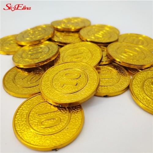 50Pcs&100Pcs Plastic Pirate Gold Coin 10 Yuan Depth Money Coin Chips Prop Toys For Kids Party Supplies Christmas Decoration 5Z