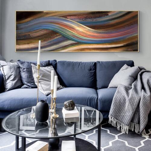 Modern Art Abstract Rainbow Canvas Painting Posters and Prints Wall Art Ribbon Picture for Living Room Decor
