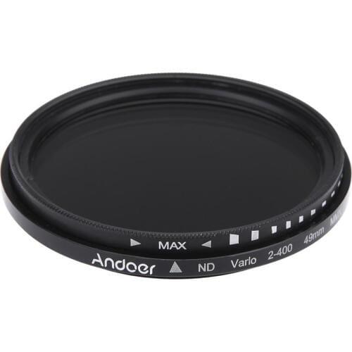 Andoer 49mm ND Fader Neutral Density Adjustable ND2 to ND400 Variable Filter for Canon Nikon DSLR Camera