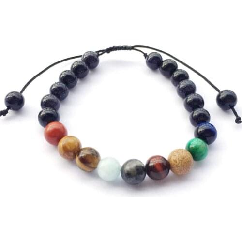 8mm Multi Stones Beaded Bracelet Chakra Jewelry