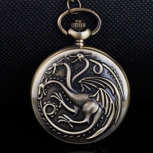 Steampunk Retro Bronze Quartz Pocket Watch Game Theme Men Women Necklace Pendant Clock