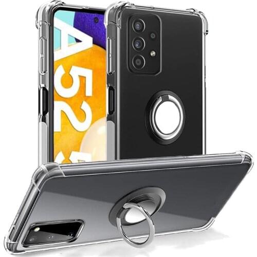 Metal Ring Holder Cover For Samsung A 52 Case Silicone Transparent Shockproof Phone Case On Samsung Galaxy A52 A72 A71 A51 Cases