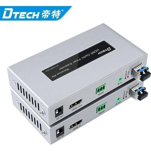 Dtech H.264 RS232 1080p@60Hz HDMI Fiber Extender 20KM with IR