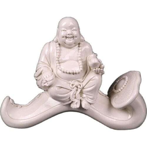 China Old Porcelain Dehua Ruyi Maitreya Buddha White Porcelain Sculpture