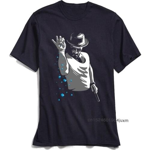 Tshirt Breaking Bad Men T Shirts Retro T-Shirt TV Mr White Heisenberg Jessie Pinkman Funny Print Tees Short Sleeve Tops Blue