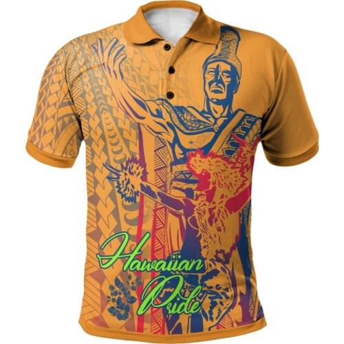 Hawaii Polo Shirt King Of Hawaii With Hawaiian Girls 3D Printed Polo Shirt Men For Women Short Sleeve Summer T-shirt